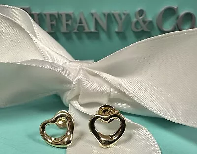 Tiffany&Co 18k Open Heart Earrings - Elsa Peretti With Pouch And Box • $495