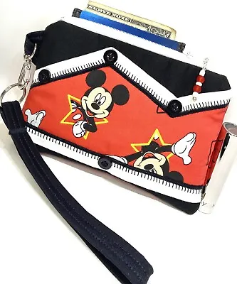 Mickey Mouse-Star-Handmade-Money-Coin-ID-Credit Card-Wristlet-Purse-Pouch • $5.95