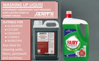 Fairy Original/Janit-X Professional Concentrate 5L Washing Up Liquid Multi Pack • £10.99