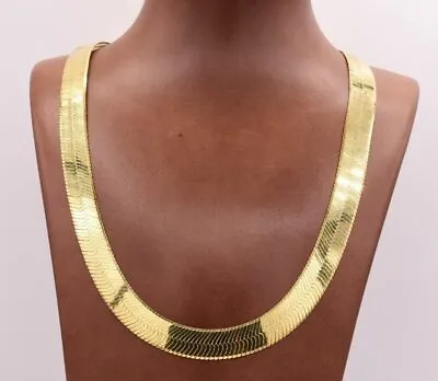 11mm Flexible Herringbone Chain Necklace 14K Yellow Gold-Plated Sterling Silver • $232.09