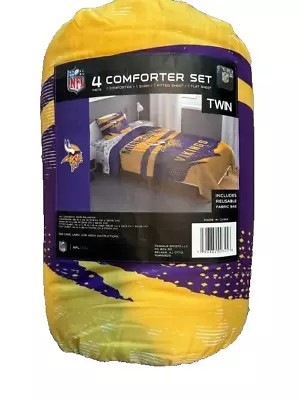 Minnesota Vikings NFL Slanted Stripe 4-Piece Twin Bed Set - F49452045 • $60.99