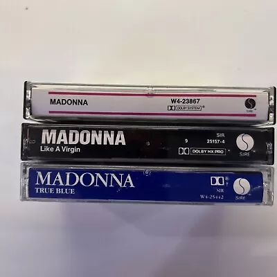 Cassettes MADONNA Lot Of 3 Virgin True Blue Madonna 1983 Pop Synth Pop Dance Pop • $18