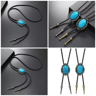 Turquoise Bolo Tie Men Women Vintage Pendant Cowboy Necktie Adult Shirt Bolo Tie • £6.30