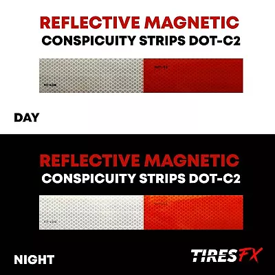 Reflective Magnetic Tape Conspicuity Strips Dot-c2 Approved ( Pair ) • $16.88