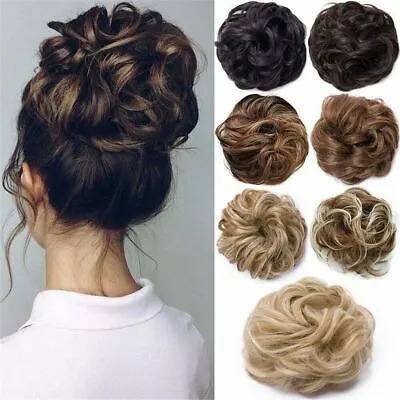 £5.39 • Buy Curly Messy Bun Hair Piece Scrunchie Clip In Updo Real As Human Hair Extensions