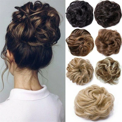 £5.39 • Buy Curly Messy Bun Hair Piece Scrunchie Elastic Updo Real As Human Hair Extensions