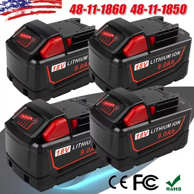1-4Pack 9.0Ah For Milwaukee For M18 Lithium 6.0 AH Extended Battery 48-11-1860 • $41.99
