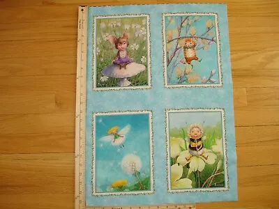 Michael Miller Pixie's Mosely Catkin BeeBod Cotton Quilt Fabric Panel Blocks (4) • $3.95