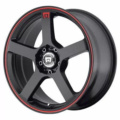 MOTEGI MR116 15X6.5 4X100/4X108 ET40 Matte Black W/Red Racing Stripe (Qty Of 1) • $128.65