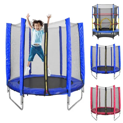 4.5/5ft Kids Children Trampoline Safety Enclosure Net Outdoor Garden Jumping Toy • £75.95