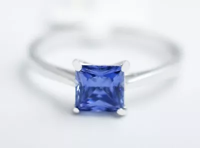 AAA LAB CREATED 0.78 Cts TANZANITE SOLITAIRE RING 10k WHITE GOLD - New With Tag • £0.78