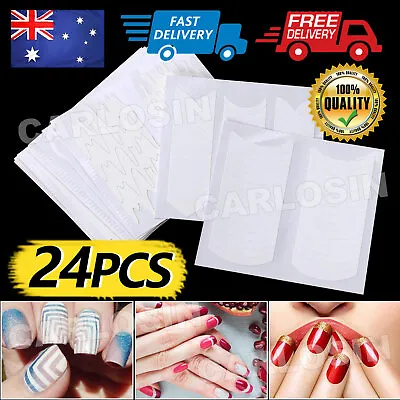 $3.85 • Buy 24 Styles Nail Art French Stickers Guide Tips Tape DIY Stencil Decor Manicure