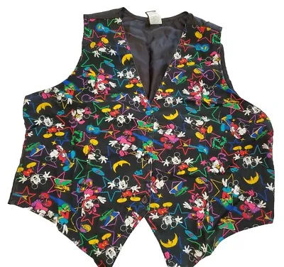 Vintage Disney Mickey Mouse Unlimited Dress Tuxedo Vest Colorful Retro Mens 20W • $15