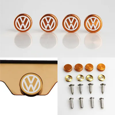 Laser Etched Rose Gold Aluminum Volkswagen Vw License Plate Frame Bolt Screw Cap • $13.99