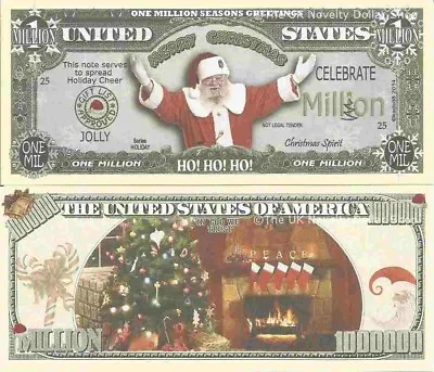 Santa Claus Father Christmas Seasons Greetings Million Dollar Bills X 2 Ho Ho Ho • £1.99