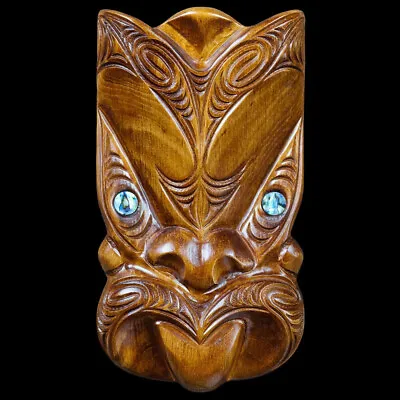 Maori Wall Art Wooden Carved Tribal Mask Wheku New Zealand Traditional Craft • $159.90