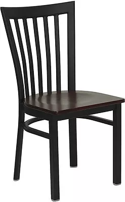 10 PACK Black School House Metal Restaurant Chair With Mahogany Wood Seat • $1149.95