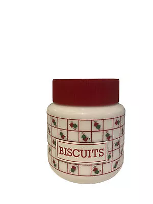 Arcopal Milk Glass Biscuits Storage Jar Cannister Vintage 1980s Red Green Check • £4.99