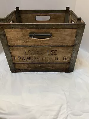 Vintage/Antique Lockie Lee Wood & Metal Dairy Crate Painesville OHIO  Storage • $65