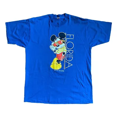 Vintage 80s Disney Mickey Mouse Florida Tourist T-Shirt Velva Sheen Sz XL • $25