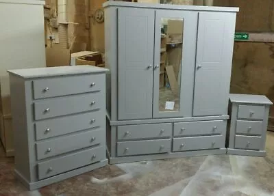 Handmade Tulip 3 Piece Bedroom Set (grey) With Silver Handles • £529