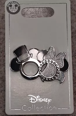 Disney Parks Pin Mickey & Minnie Mouse Wedding Rings Silver Bride And Groom NEW • $24.95