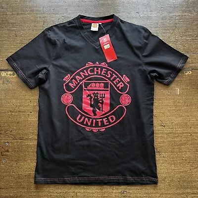 Manchester United Red Devils Official Men’s Tee V-Neck T-Shirt Black Medium NWT • $14.99