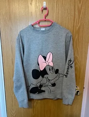 Vintage Disney Minnie Mouse Grey Pastel Pink Sweatshirt Jumper M • £15.50