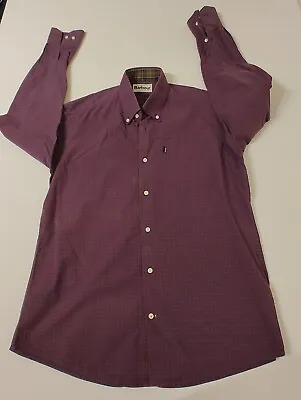 Men's Barbour Country Gingham Tailored Fit Plum Check Long Sleeve Shirt  Size M • £17.50