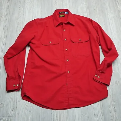 $27.44 • Buy VINTAGE OSHKOSH B'GOSH Chamois Shirt Adult Large Long Sleeve Red USA Made