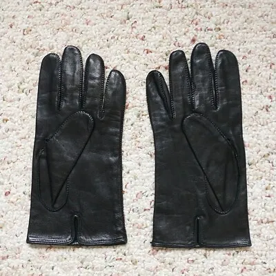 VTG Coach Unisex Women Men Gloves M Black All Silk Lining Leather Made In Italy • $36.02