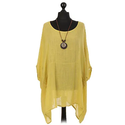 £15.99 • Buy Womens Cotton Top Plus Size Quirky Italian Lagenlook Ladies Tunic Dress Shirt