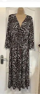 £9.99 • Buy Ladies Animal Print Faux Wrap Long Dress Size 18