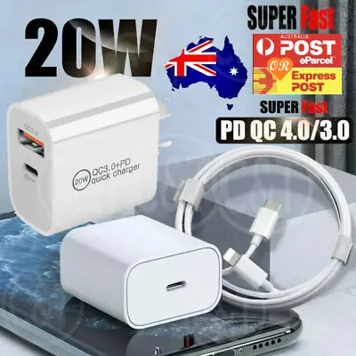 $5.99 • Buy USB DUAL Type-C PD Quick Fast Wall Charger Adapter IPhone Port Power AU Plug QC