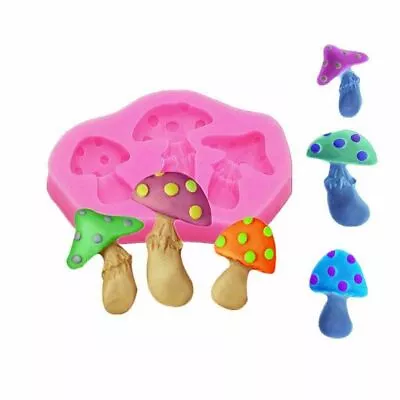 MUSHROOMS Silicone Fondant Mould Fairy Garden Chocolate Cake Candy Baking Mold • £3.35