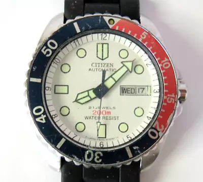 Mens Citizen 21'j - Scuba Diver 20om Gn-4-s Pepsi Model. 8200a Wristwatch Runs • $135
