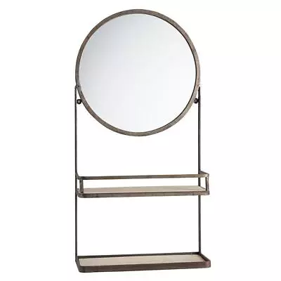 Round Mirror With Shelves 16  Dia X 30 L X 6.5 D Wall Mirrors Set Of 1 • $115.88