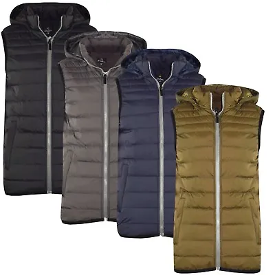 Mens Hood Hooded Gilet Lined Bodywarmer Outdoor Military Padded Quilted Jacket • £15.99