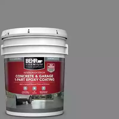 5 Gallon Slate Gray Self-Priming 1-Part Epoxy Satin Concrete Garage Floor Paint • $246.51