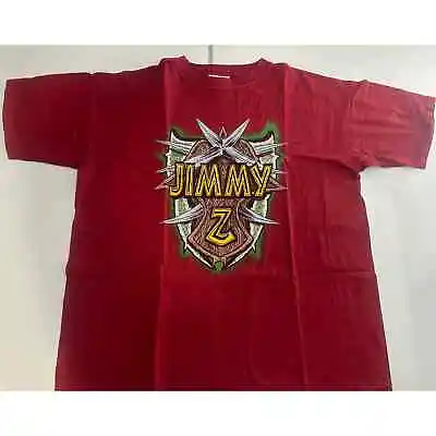 Vintage Men Red L Jimmy'Z Graphic Logo Shirt Mens Jimmy Z T-Shirt Sword Shield • $40