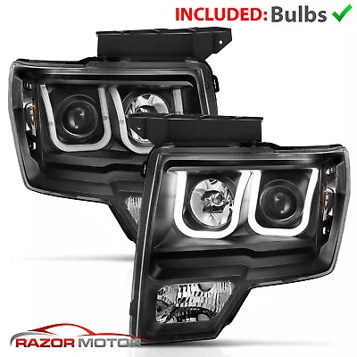 [HID Model]09-14 For FORD F-150/13-14 F-150 RAPTOR  LED U Bra Black Headlight • $255.18