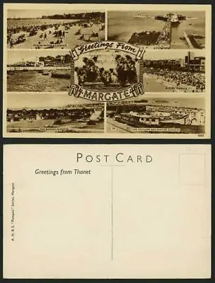 Kent Old Multiview Postcard MARGATE Marine Harbour Etc • £0.99