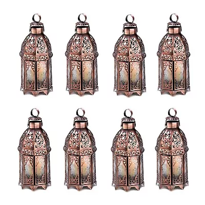 8 Pc Wedding Lot Copper Moroccan Lantern Hanging Free Standing Cutouts Decor 10  • $208