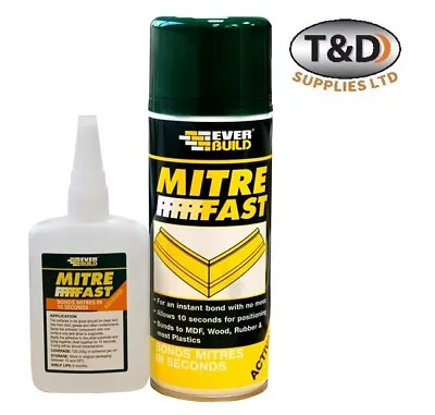 Everbuild JUMBO Mitre Fast Fix Super Glue Bonding Kit 100g Glue&400ml Activator • £15.50