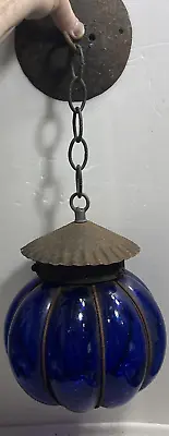 Vintage Cobalt And Tin Bubble Lantern • $125