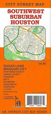 City Street Map Of Southwest Suburban Houston Sugar Land Missouri City Texas • $6.95