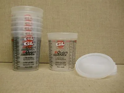 932E SET OF 6 1 Qt. MIXING CUPS Measuring Cup & Lids Store Paint Containers  • $17.50