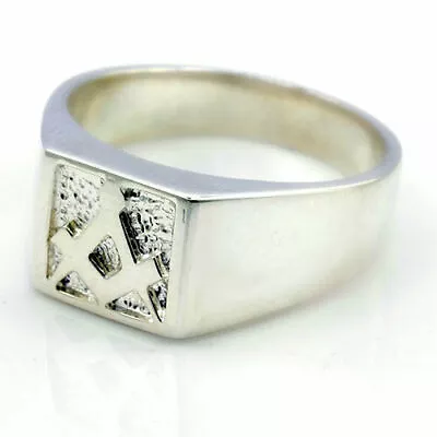 £97.92 • Buy Masonic (Free Mason) Signet Ring Mans Solid Silver  - Finger Size P To W