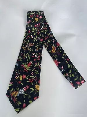 New Vera Bradley 100%  Cotton Black Floral Men's Neck Tie 58  Long • $14.90