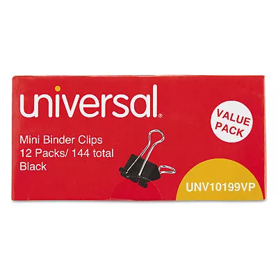 UNIVERSAL Mini Binder Clips Zip-Seal Bag 1/4  Capacity 5/8  Wide Black 144/Bag • $8.41